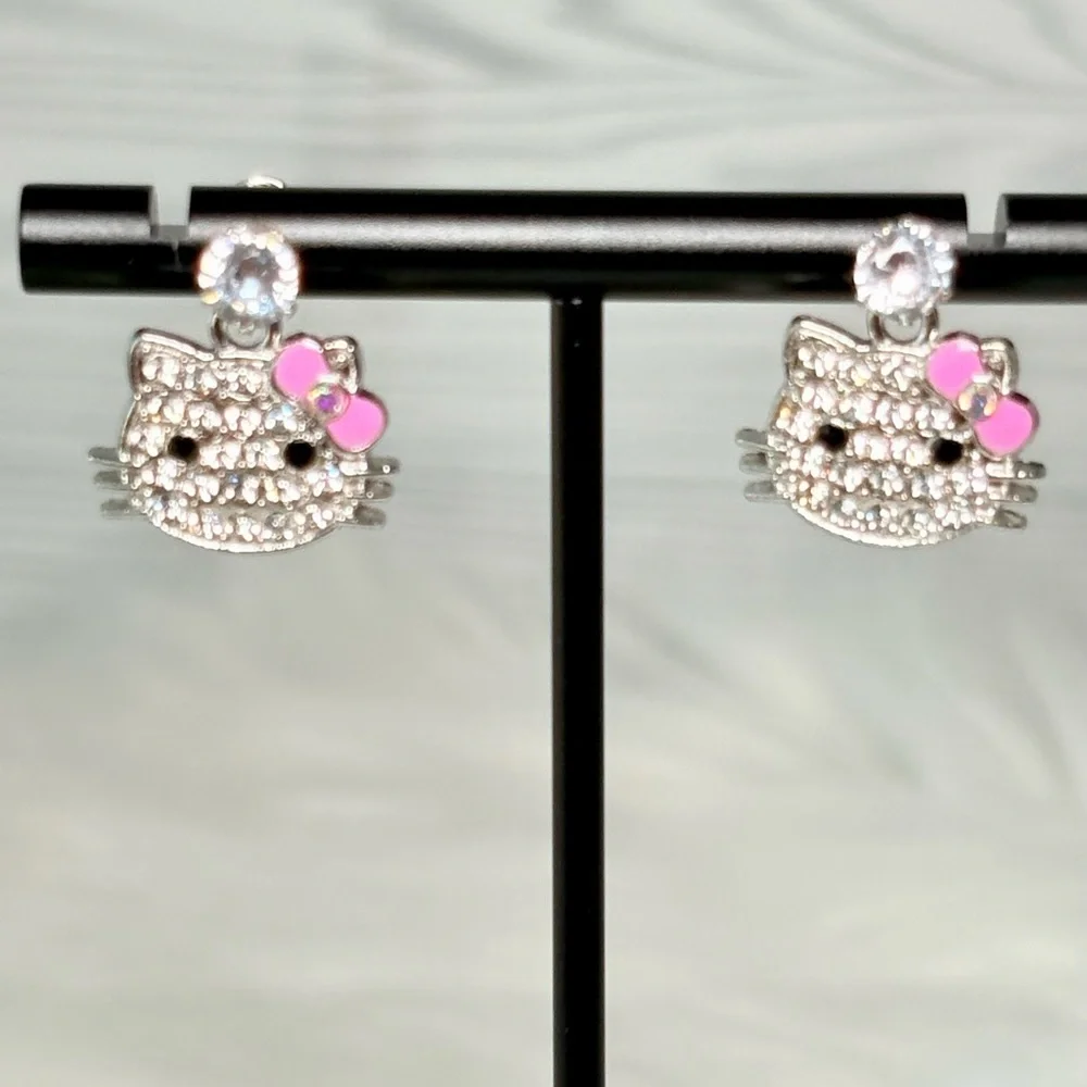 Hello‎ Kitty Crystal Earrings with Pink Bow